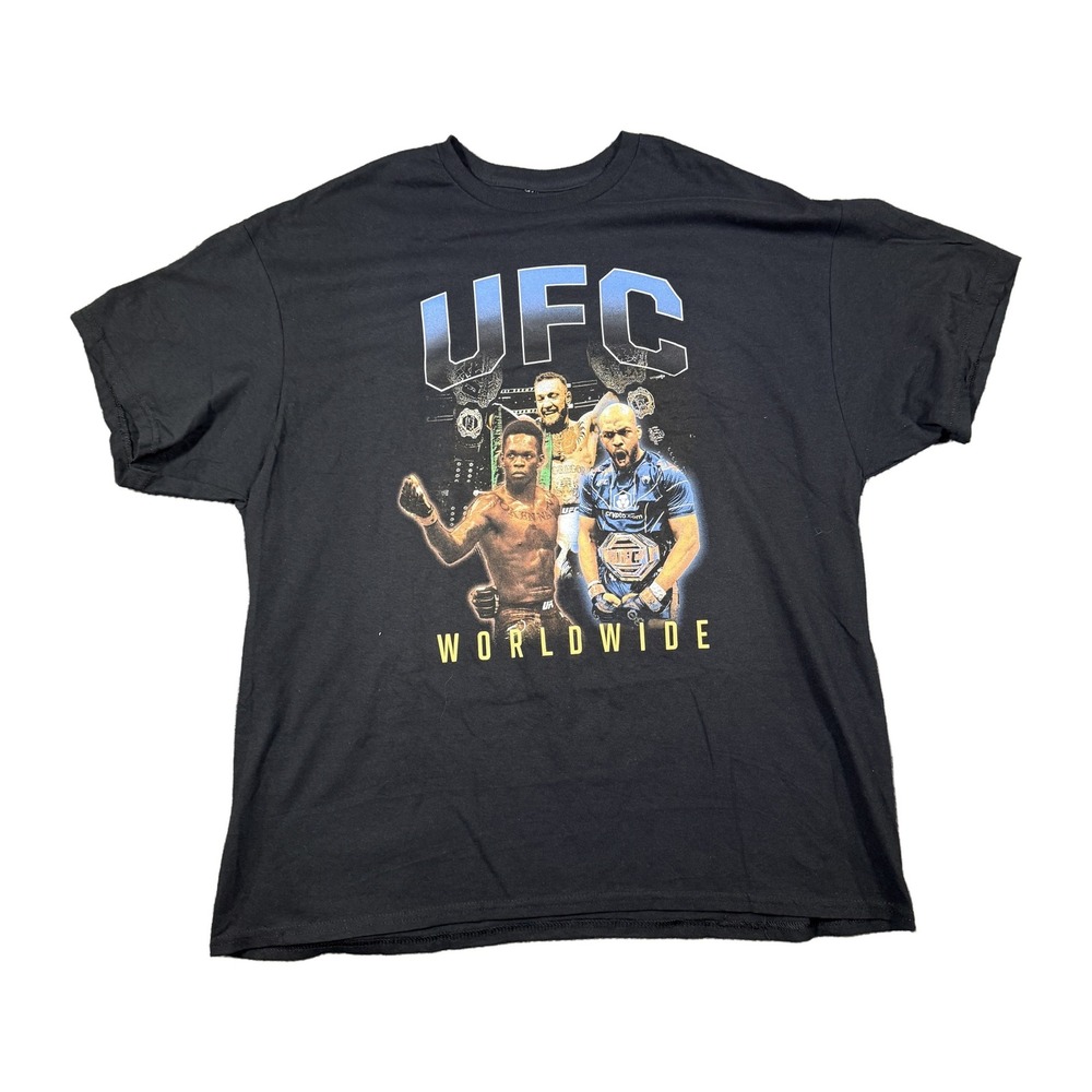 UFC Worldwide Graphic T-Shirt Mens XXL Black MMA Conor McGregor Adesanya Jones